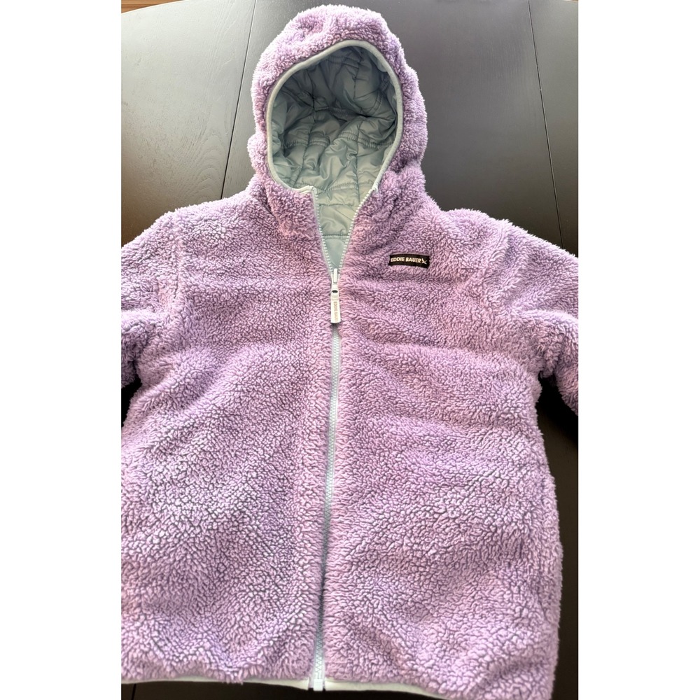 Eddie Bauer Girls‎ Reversible Jacket Size M 10-12 Purple Ombré Cozy Fleece Lined - Picture 13 of 14